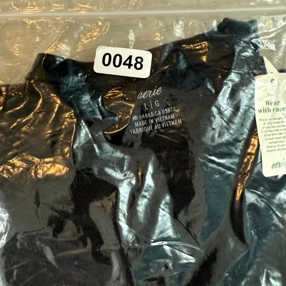 Aerie Sheath Dress Women's Large Black Round Neck Side Tie Long Sleeve Pullover - Picture 9 of 9